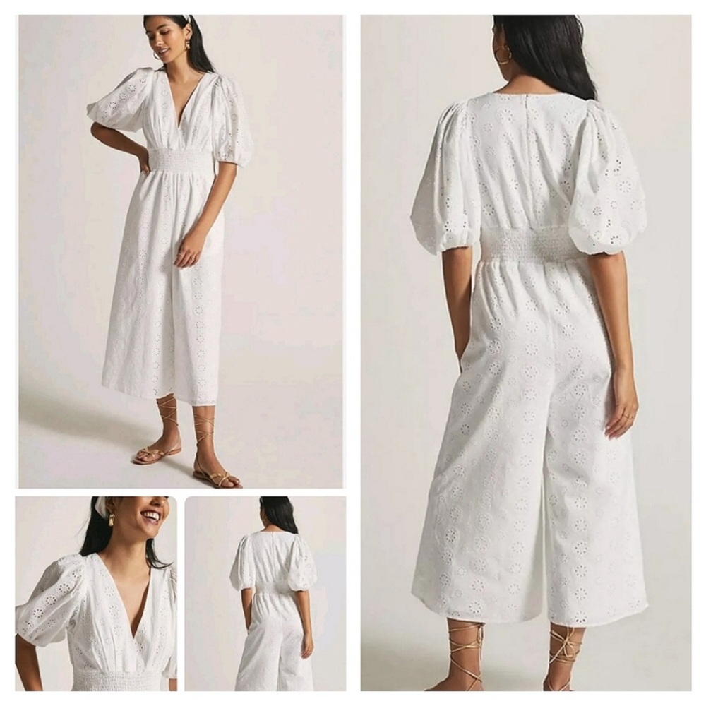 Anthropologie Hutch White Eyelet Jumpsuit XS